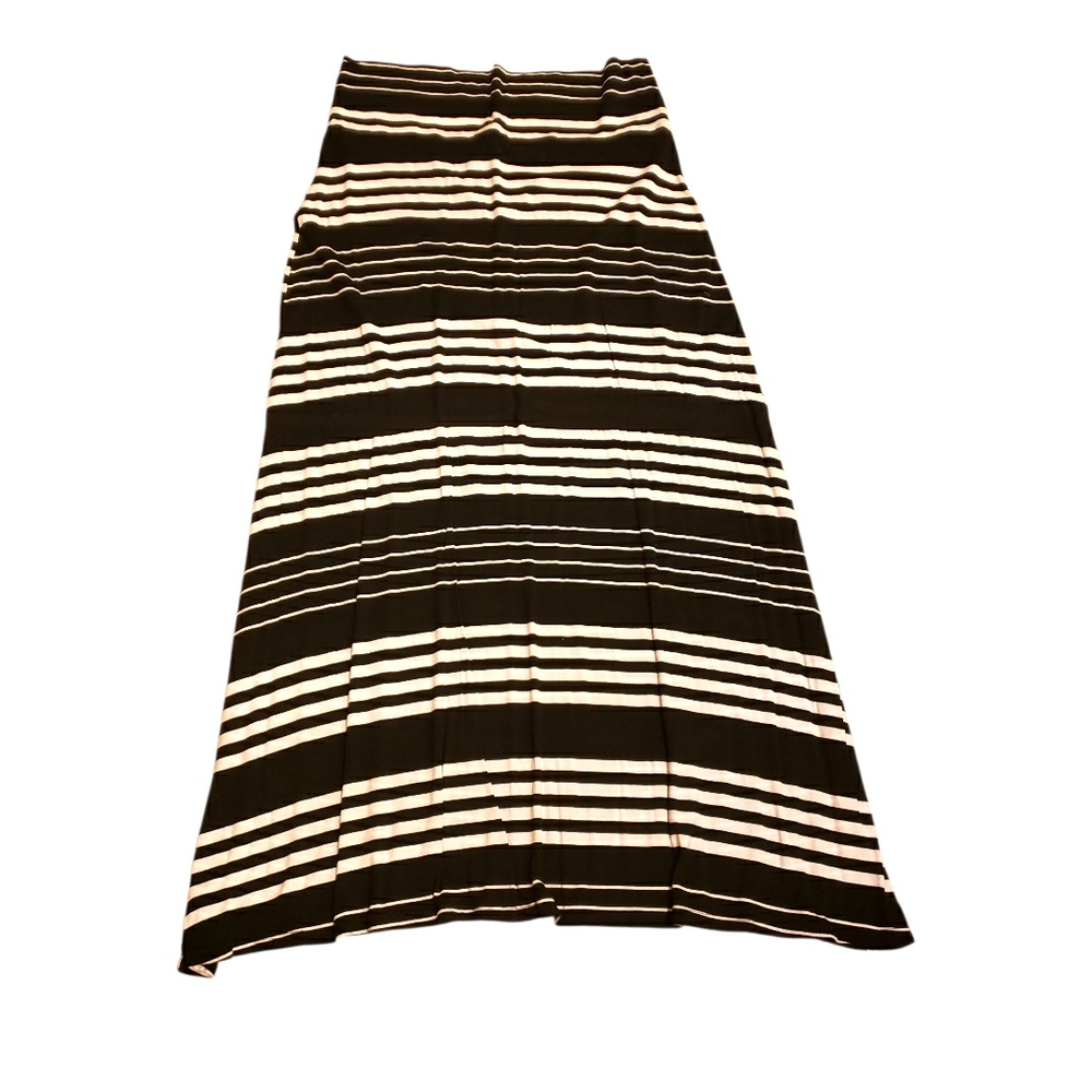 Honey and Lace Black and White Striped Maxi Skirt